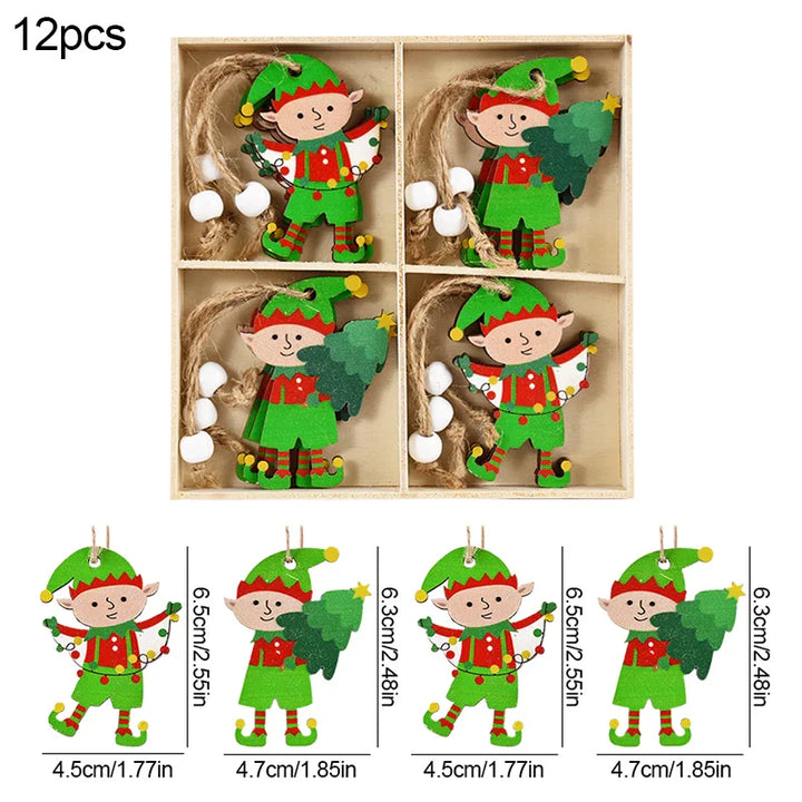 Rynx Christmas Wood Pendant Gingerbread Man Gnome Christmas Tree Hanging Decoration Noel Navidad Decorations for Home New Year Gift