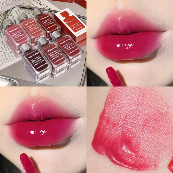 Rynx | 6 Colors Water Mirror Shine Lip Lacquer Naturally Long-Lasting Moisturizing Not Easily Removable Makeup Liquid Lipstick Cosmetics