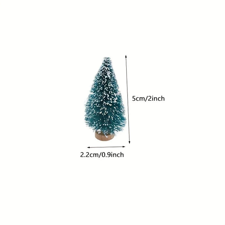Rynx | 24 pieces, Mini Christmas sisal snow frost tree with wooden bottle brush - Perfect desktop tree for Christmas party and home decor