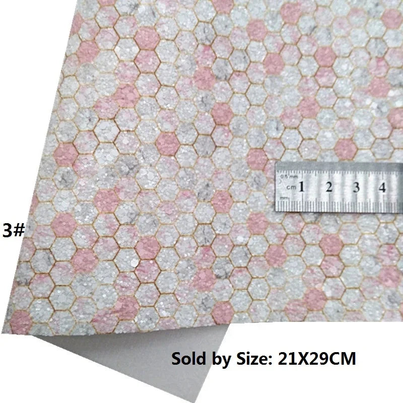 Lisslune | Chic Pink Leather Craft Sheets - Elegant Honeycomb and Heart Designs for Inspiring DIY Creations