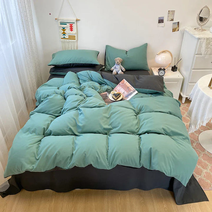 Rynx | Black Bedding Set Soft Bedding Washable Cotton Duvet Cover Pillowcase and Bed Sheet bedding set Home Bedding