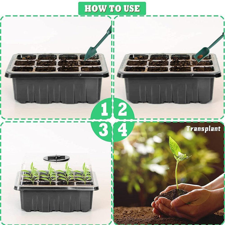 Lisslune | LED Seedling Starter Set with Humidity Control - Complete 5-Tray System for Enhanced Plant Growth