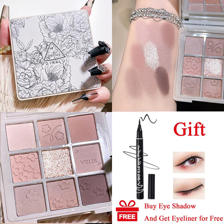Rynx | 9 Colors Matte Waterproof Eyeshadow Palette Blue Purple Eyeshadow Pigment Smoky Punk Eyeshadow Summer Swimming Cosmetics