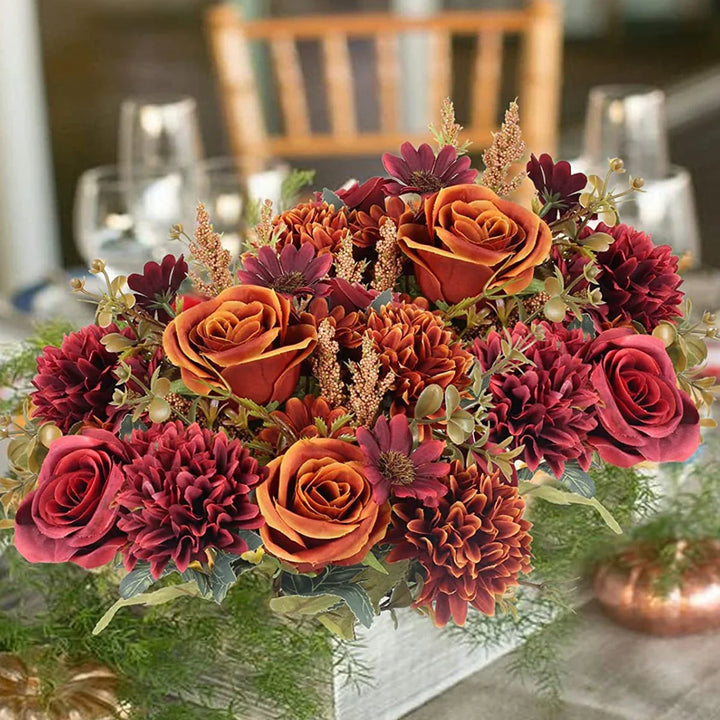 Rynx | 1PC Artificial Flowers Cheap New Year's Decoration Wedding Garden Peony Arch Christmas Home Artificial Silk Rose Hydrangea Vase for