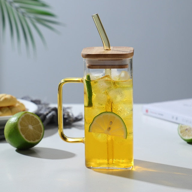 Lisslune | Stylish Square Large Capacity Mug with Straw