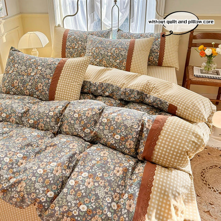 Rynx | 3pcs Floral Bedding Set Pillowcases No Filling Korean Lace Bedding Set Single Double Queen Size Girls Bedding Linen