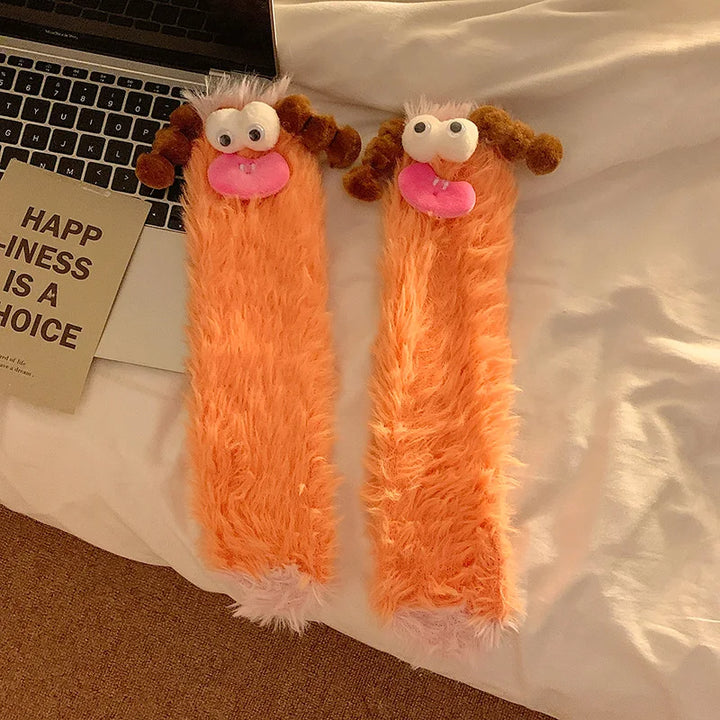 Lisslune | Fluffy Cartoon Women's Socks with Face