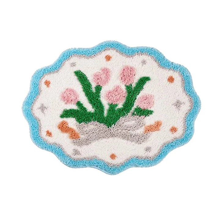 Rynx | Tufting Floral Bath Mat Living Room Rug Soft Bath Mat Bedroom Bedside Rug Door Floor Non-Slip Mat Aesthetic Home Decor