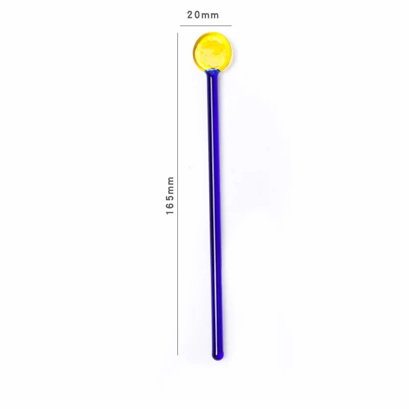 Rynx | Sweet Colored Glass Long Handle Stirring Spoon Coffee Milk Dessert Ice Spoon Colored Transparent Glass Spoon