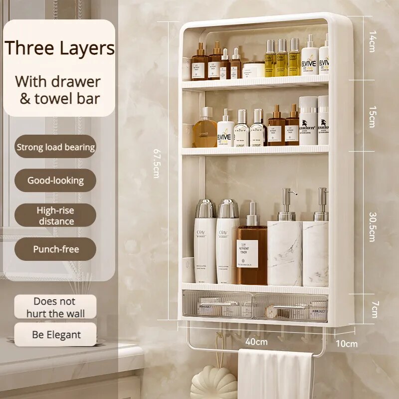 Lisslune | Home Essential Punch-Free Bathroom Organizer Shelf