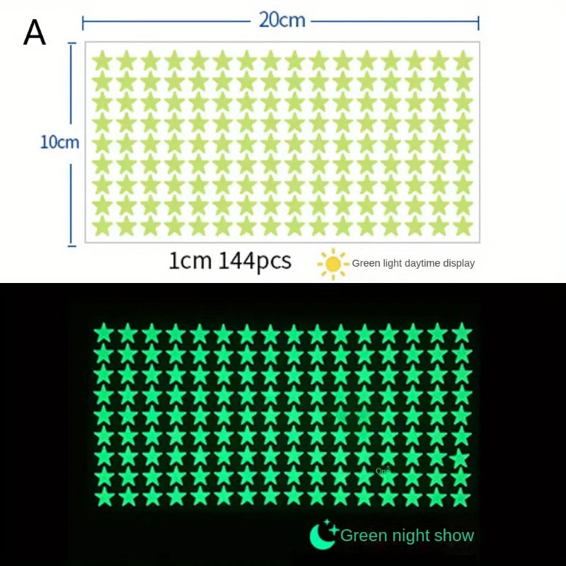 Rynx Glow-in-the-Dark Wall Stickers Self-Adhesive Dots Glow-in-the-Dark Ceiling Stickers for Kids' Room Halloween Home Decor