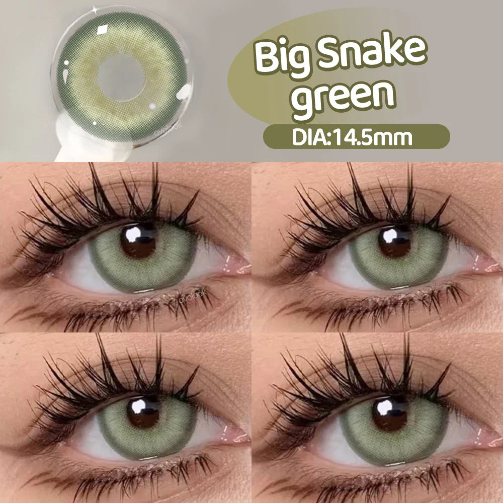 Rynx | New 1 Pair Fashion Large Lens Myopia Colored Contact Lenses for Eye Beauty Blue Eye Lenses Green Pupils Brown Gray Lens