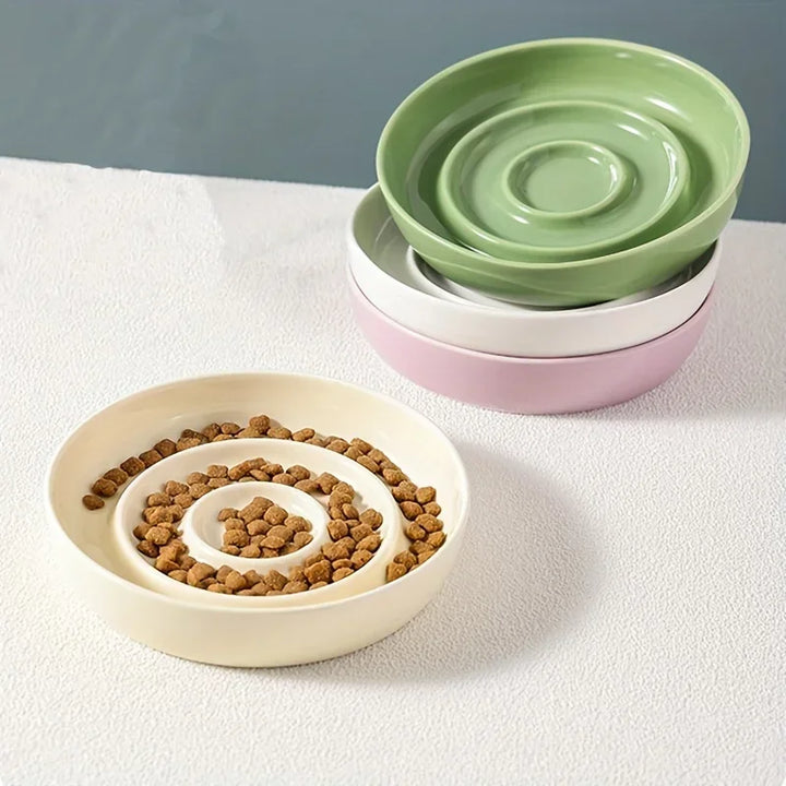 Lisslune | Ceramic Anti-Choke Feeding Bowl – Slow Feeder for Cats and Dogs