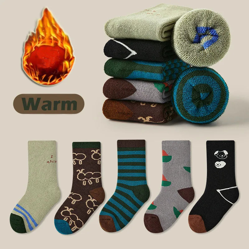 Lisslune | Fleece Winter Wool Socks for Kids (5 Pairs)