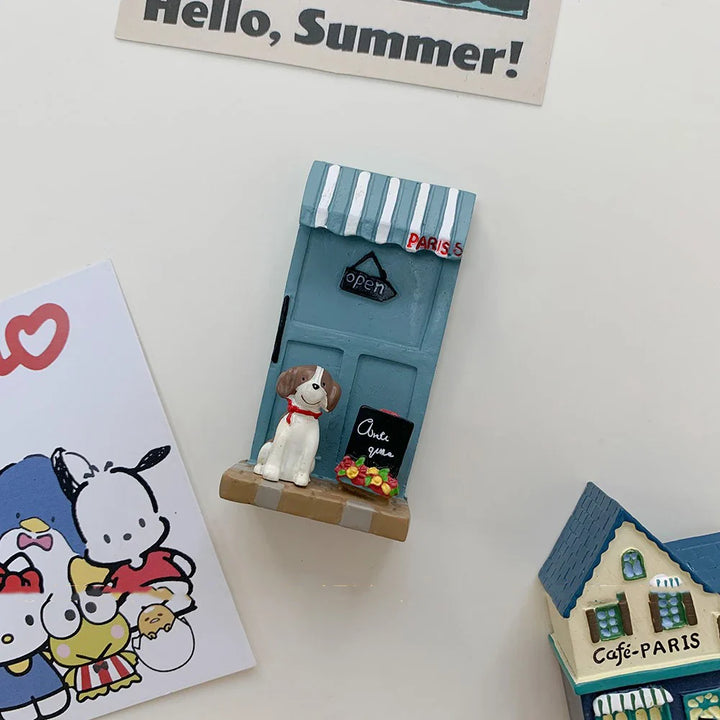 Rynx | House and Dog Refrigerator Stickers INS Cartoon Door Decorative Magnet Stickers Puppy Magnet Stickers Photo Notice Board Stick