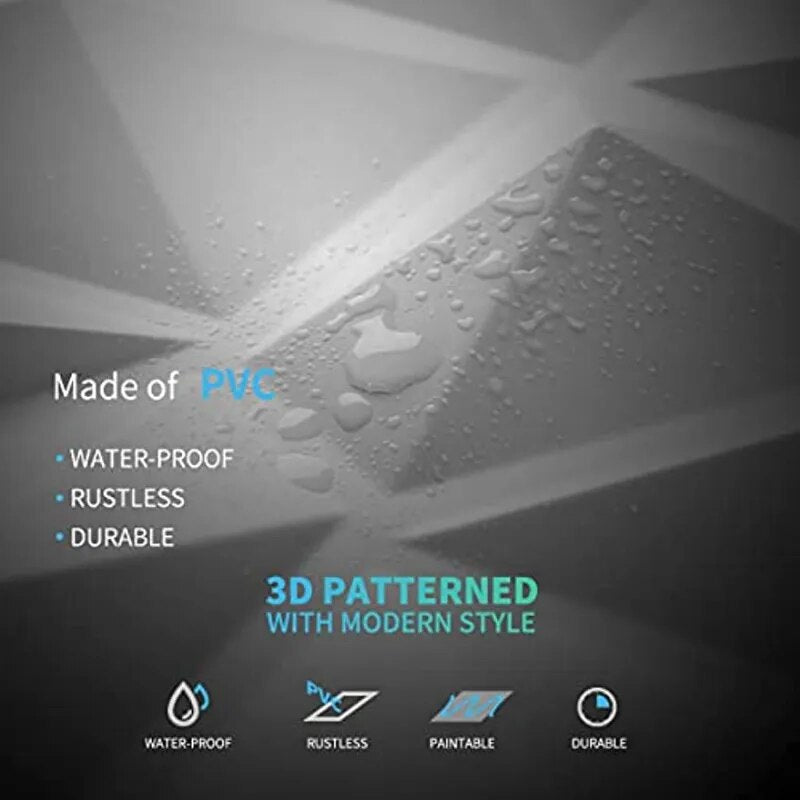 Lisslune | 3D Diamond Design Decorative Matt Wall Panel Stickers