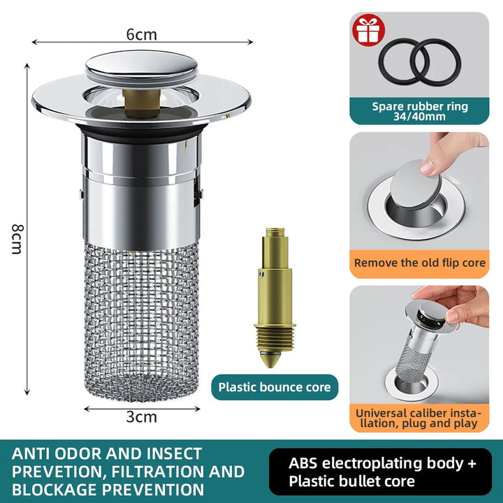 Lisslune | Pop-up Anti Clogging Drain Sink Strainer Filter