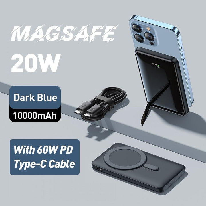 Lisslune | Mag-Safe 20W Magnetic Powerbank with 10000mAh Capacity and Adjustable Stand for Fast Charging