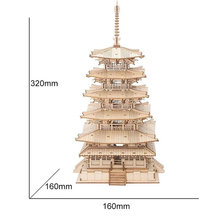 Lisslune | 3D Architectural Wooden Puzzle Set: Build Big Ben, Tower Bridge & Five-Story Pagoda