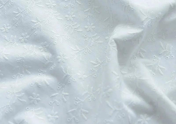 Lisslune | Elegant 100% Cotton White Lace Material