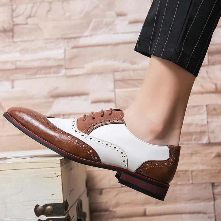 Lisslune | Men's Luxury Shoes Brogue Lace-up Casual British Style Contrast Color Oxford Office