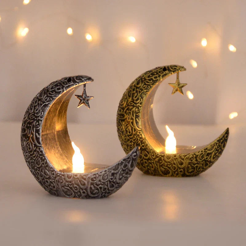 Rynx Eid Mubarak LED Candle Light Moon Star Ornaments 2024 Ramadan Kareem Home Decoration Eid Al Adha Gift Festival Party Supplies