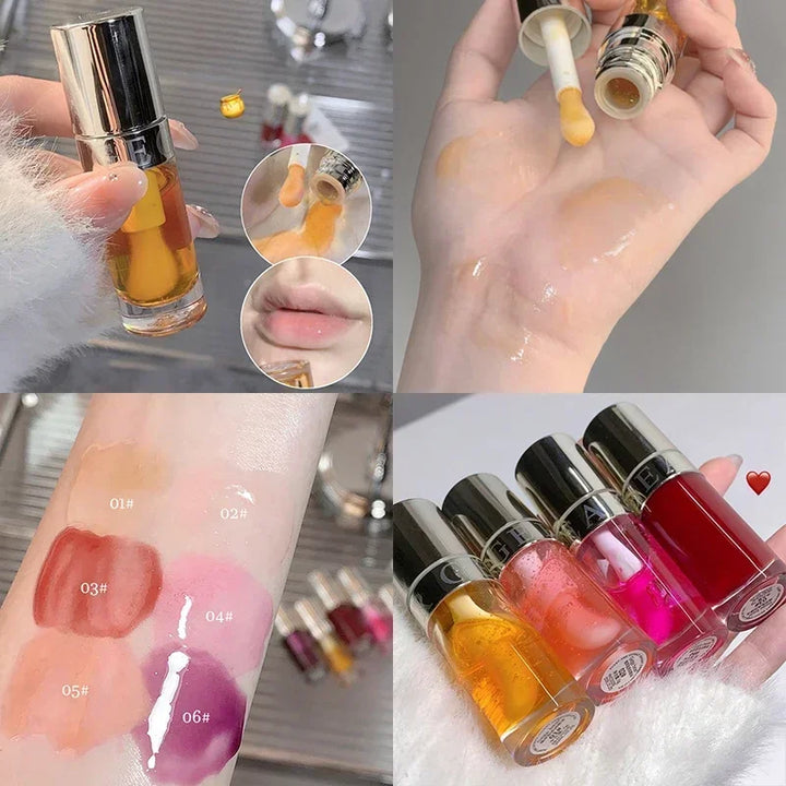 Rynx | Jelly Violet Glass Lip Oil Moisturizing Transparent Volume Lipstick Makeup Nourishing Liquid Lipstick Large Brush Lip Care