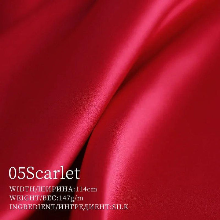 Lisslune | Opulent Red Raspberry 30 Momme Heavy Satin Silk Fabric for Refined Dress Couture and Couture Creations
