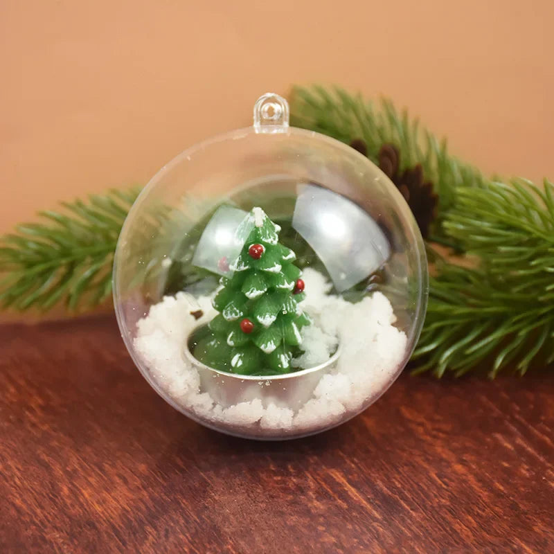 Rynx 4-10CM Christmas Transparent Ball Plastic Fillable Bauble Xmas Tree Hanging Ornaments Decoration for Home Wedding Party Gift Box