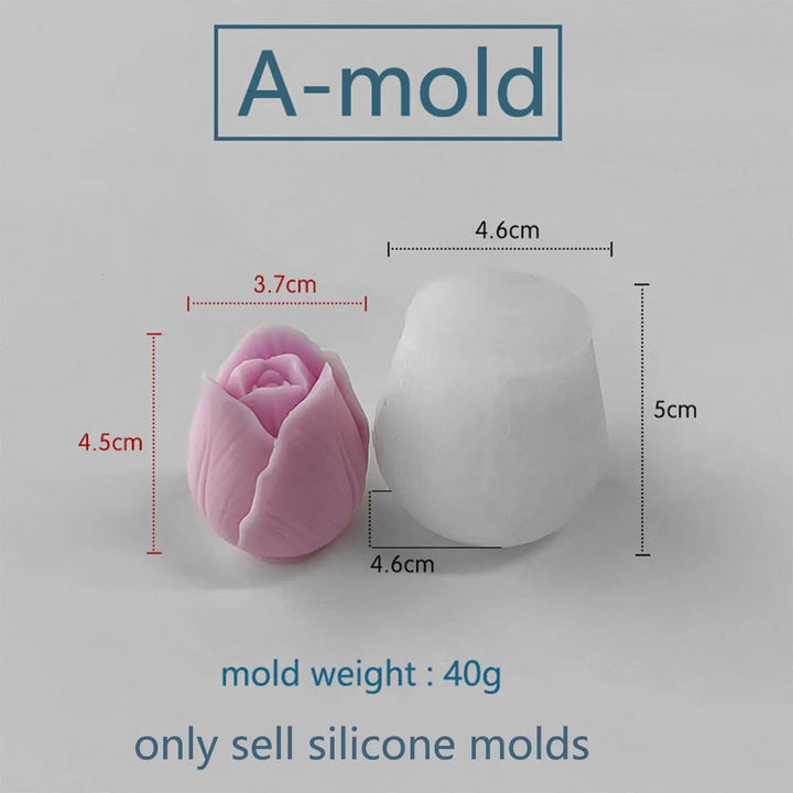 Rynx | Tulip Peony Flower Silicone Mold Mother’s Day DIY Gift Scented Candle Flower Mold Rose Flower Jasmine Handmade Soap Mold