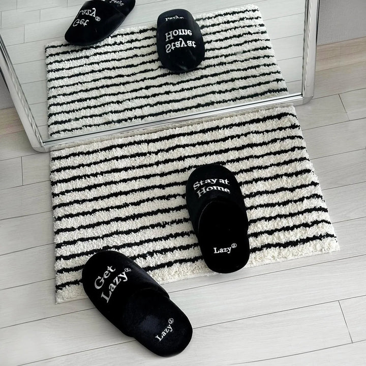Rynx | Tufting Stripe Bathroom Mat Bedroom Carpet Soft Fluffy Geometric Bath Mat Bed Mat Carpet Non-Slip Underlay Home Decor 40x70cm
