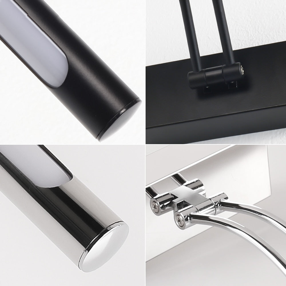Lisslune | 80-100cm LED wall lamp - Modern black/silver wall light for the bathroom, internally mounted picture light