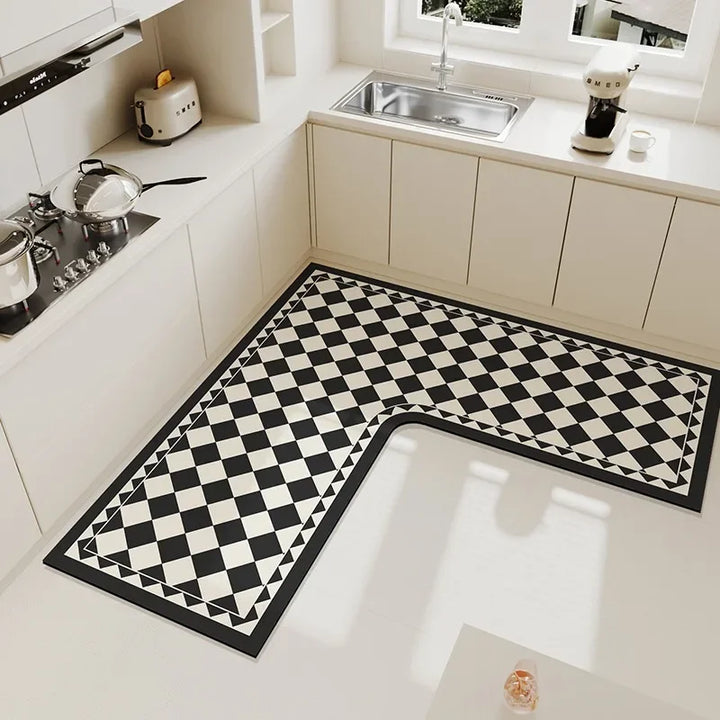 Rynx | Kitchen Rug L-Shape Floor Mat Non-Slip Mats Water Absorbent Quick Drying Kitchen Carpet