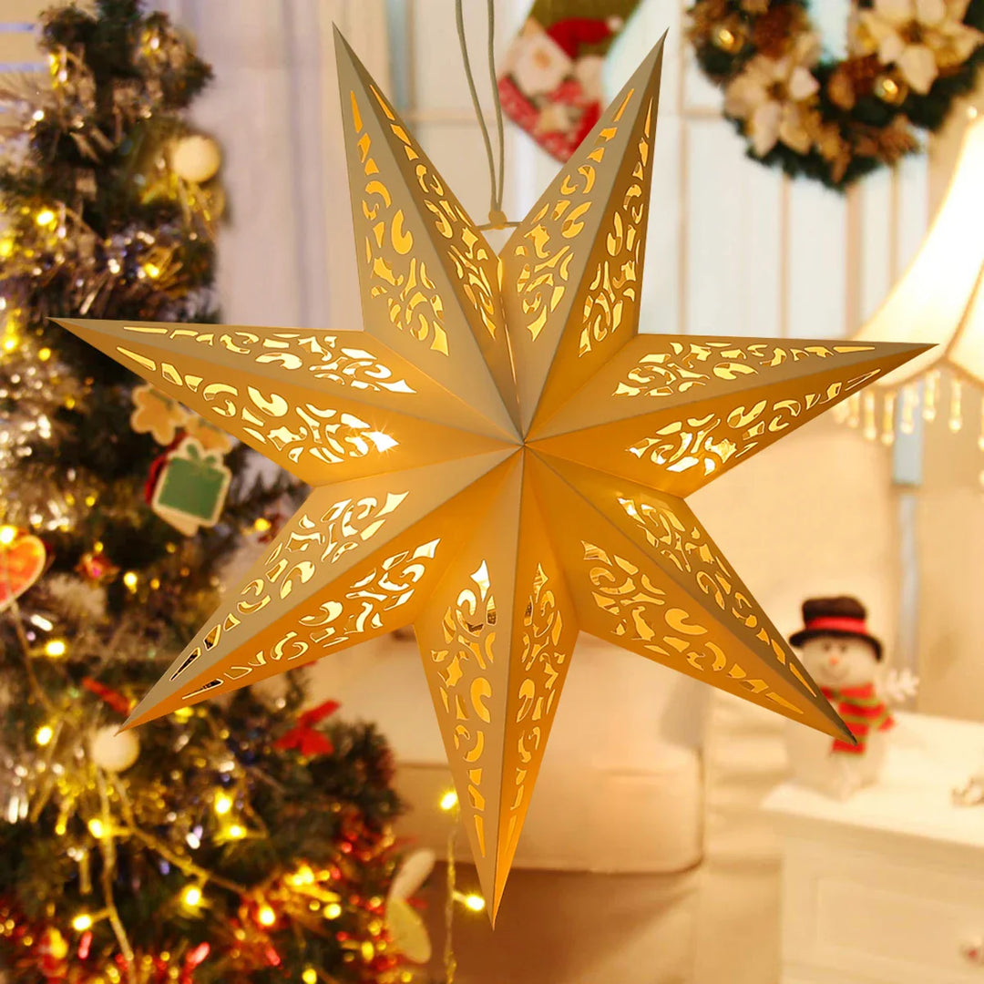 Rynx Hollow Star Hanging Pendant Ramadan Decoration 2024 for Home Navidad Natal Noël Gifts Christmas Ornaments New Year 2025