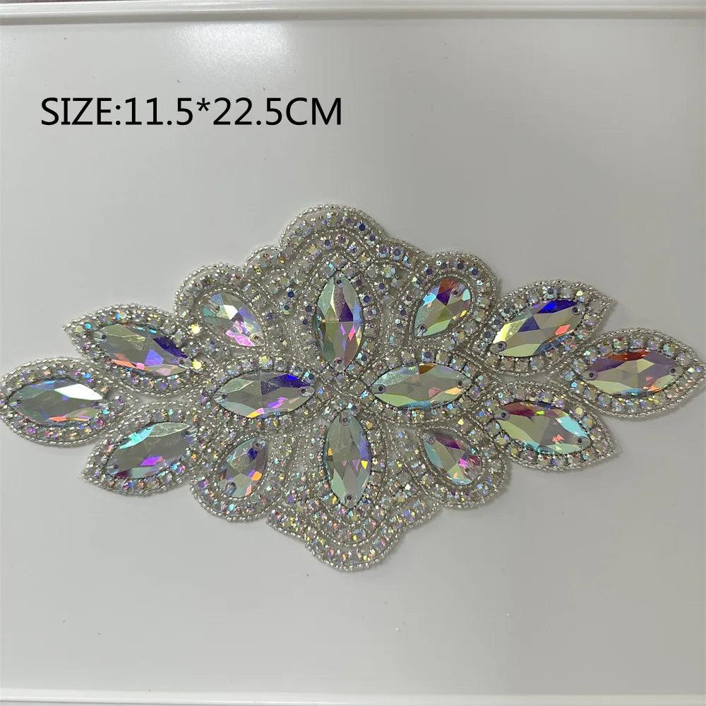 Lisslune | Shining Silver Rhinestone Flower Appliqué: Elegant Fashion Upgrade Accessory