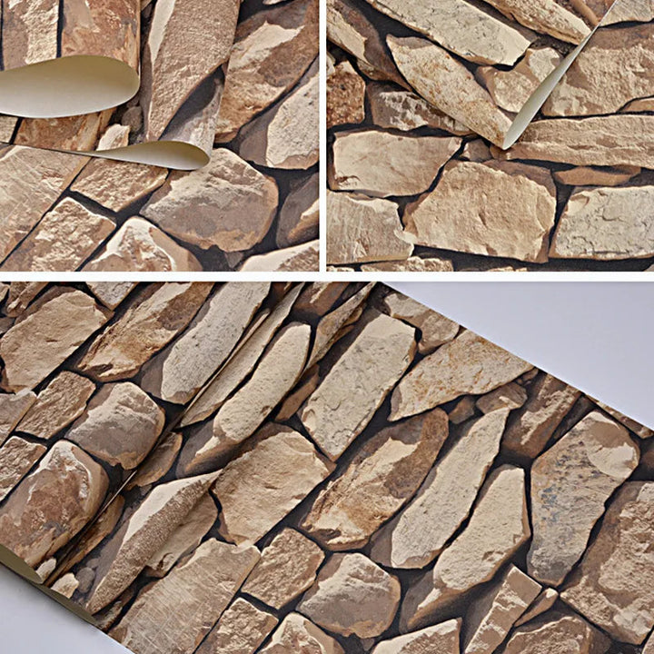 Lisslune | 3D Stone Pattern Retro Wallpaper