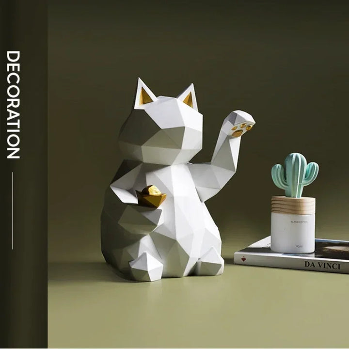 Lisslune | Nordic Minimalism Geometry Lucky Cat Statues