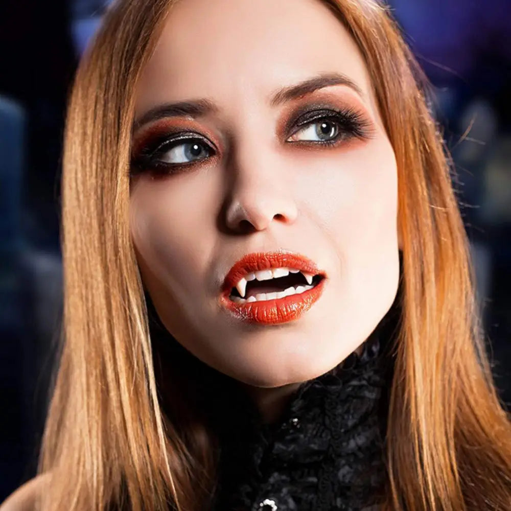 Rynx | 1 Pair Halloween Vampire Fangs Prosthetics Party Costume DIY Cosplay Props Decoration Artificial Teeth Resin Fangs with Strong Adhesive
