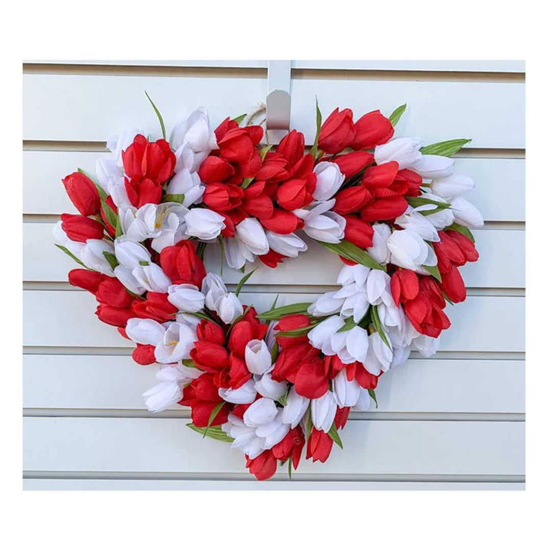 Rynx | Simulation Tulip Wreath For Front Door Artificial Wreath Wedding Decoration Round Rattan Wreath Decor For Door Garden