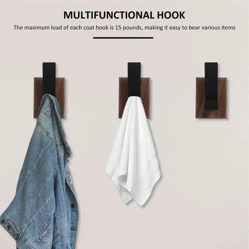 Lisslune | Stylish solid wall-mounted coat hook made of walnut wood with durable hooks for home organization