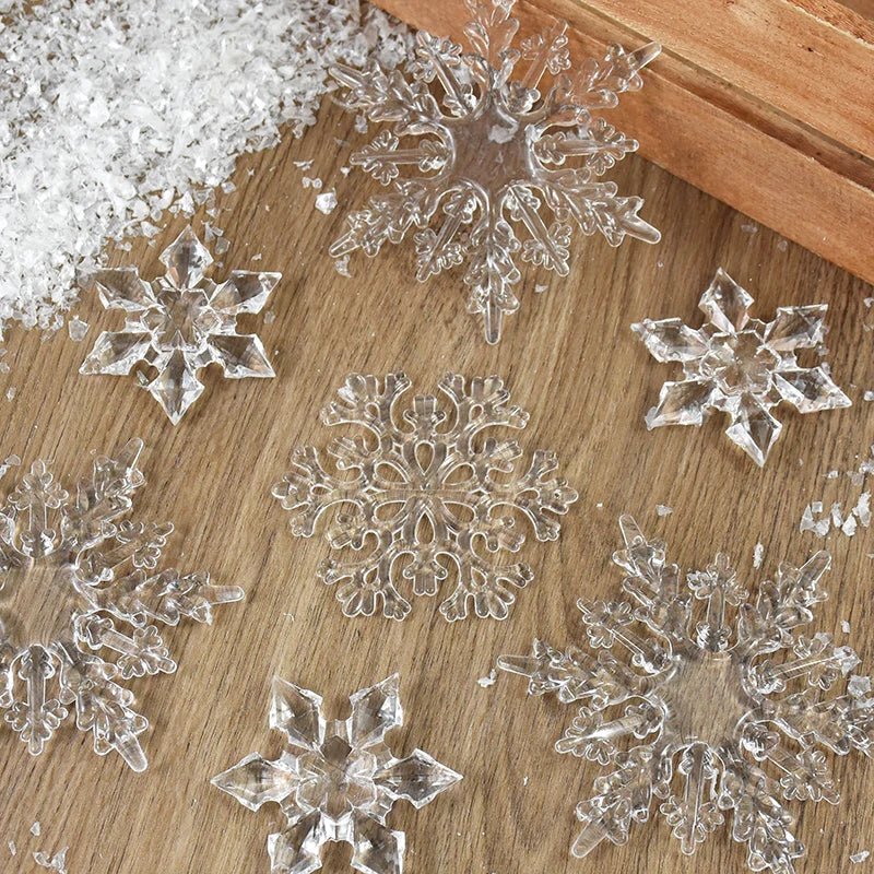 Rynx | 3 Piece Christmas Acrylic Snowflake Ornaments Transparent Xmas Tree Hanging Decorations Christmas Decorations for Home New Year