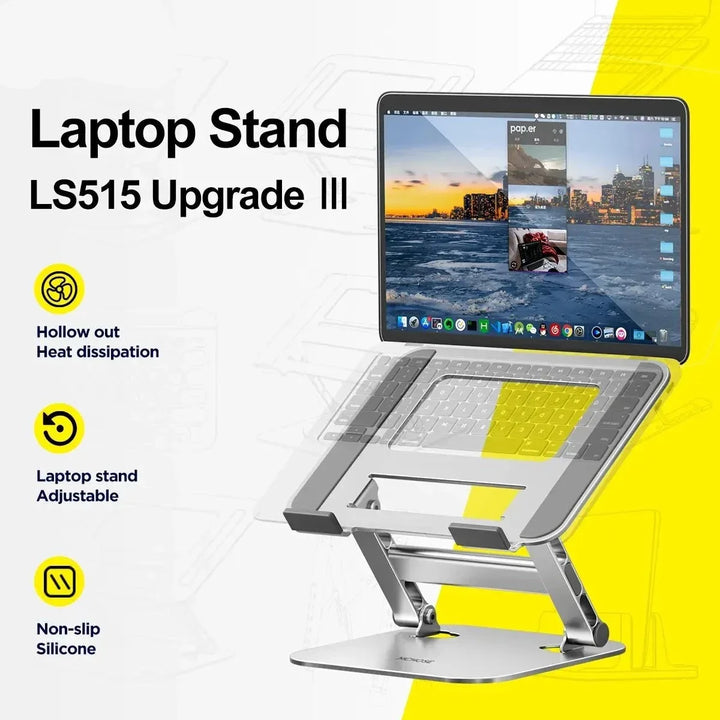Lisslune | FlexFold Pro | Foldable Aluminum Laptop Stand | Portable & Ergonomic | Work comfortably anywhere