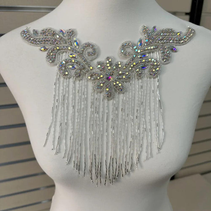 Lisslune | Shining Silver Rhinestone Flower Appliqué: Elegant Fashion Upgrade Accessory