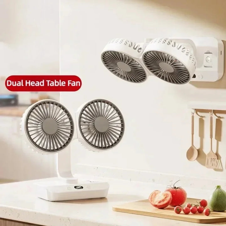 Lisslune | Adjustable Double-Head Portable Table Fan Night Lamp