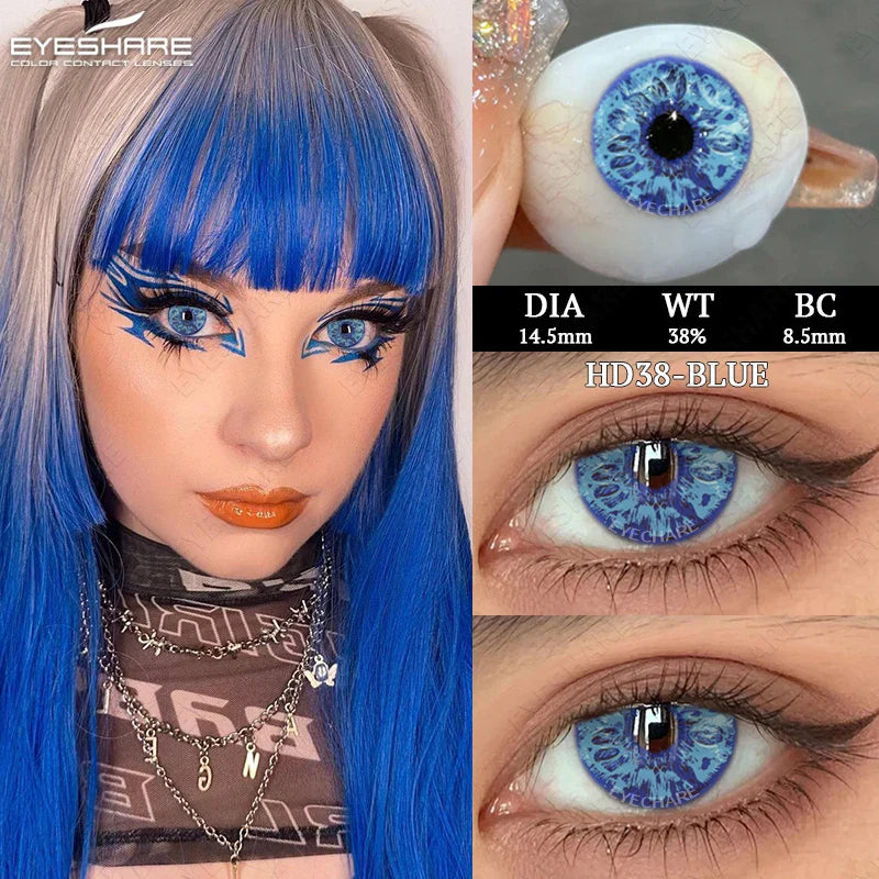Rynx | 2pcs Halloween White Contact Lenses Anime Color Cosplay Black Lenses Crazy Red Beauty Makeup Lens Multicolor Lens