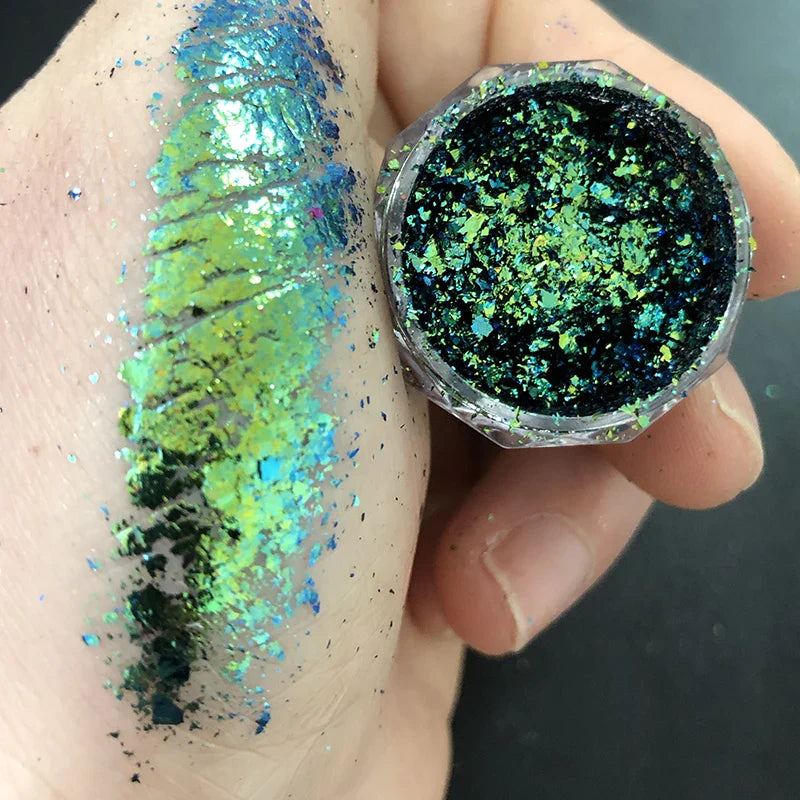 Rynx | 1 Glass Chameleon Nail Flakes Irregular Aluminum Foil UV Gel Polish Nail Sequins Paillettes Manicure Art Decoration Glitter Powder