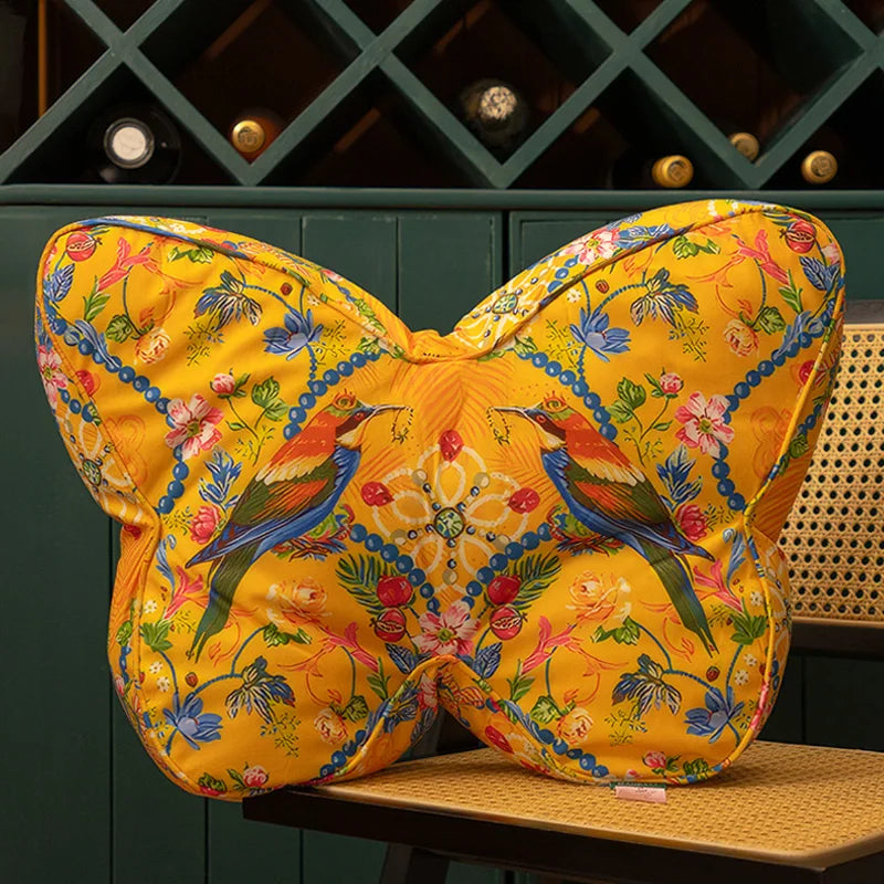 Rynx | Colorful Butterfly Cushion Chinese Style Flower Crown Back Support Cushion Sofa Chair Padding Aesthetic Living Room Decoration