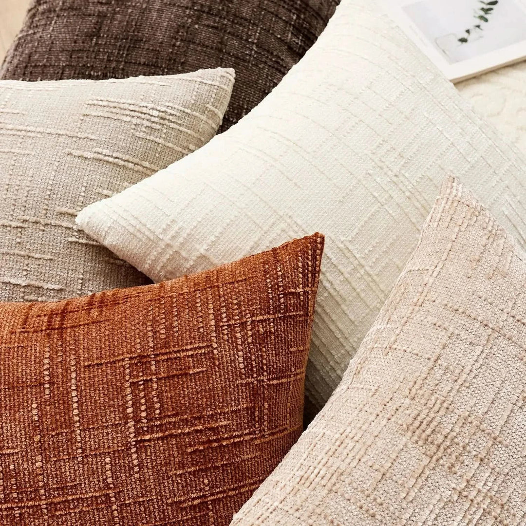 Lisslune | Chenille Throw Pillow Cover Bamboo Texture Solid Color
