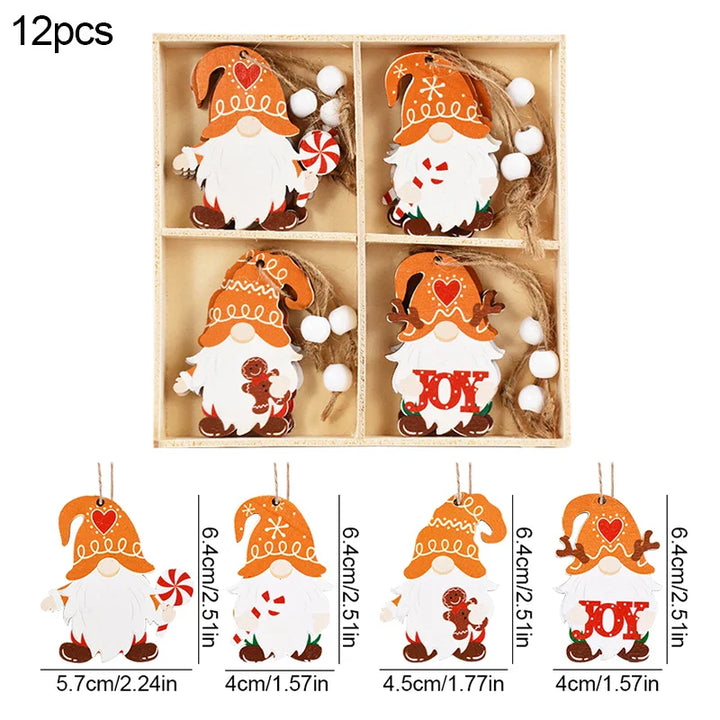 Rynx Christmas Wood Pendant Gingerbread Man Gnome Christmas Tree Hanging Decoration Noel Navidad Decorations for Home New Year Gift