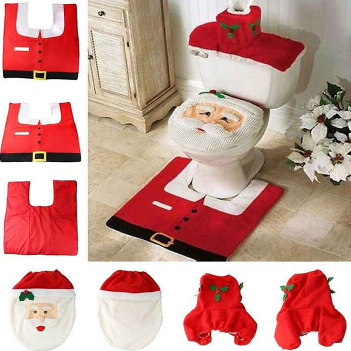 Rynx | New cute Christmas toilet seat covers Creative Santa bath mat Xmas accessories for home New Year Navidad gift decor